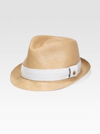 A soft, woven straw design with a printed fabric band to update your summertime ensembles.StrawBrim, about 2Spot cleanMade in USA