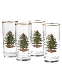 What makes Spode the world's best selling Christmas china pattern? Since its introduction in 1937, Spode has been adding new pieces to their classic Christmas Tree pattern collection. Every year there's something new and wonderful to collect, like these highball glasses. Each glass holds 14 oz.