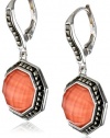 Judith Jack Mini Octagons Sterling Silver, Coral and Marcasite Drop Earrings