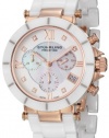 Stuhrling Prestige Women's 512L.13EP2 Swiss Athena Mother-Of-Pearl Swarovski Crystal Chronograph Multi-Function White Ceramic Watch