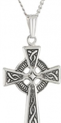 Sterling Silver Celtic Cross Pendant Necklace , 18