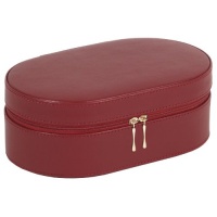 Wolf Designs 280604 Heritage Red Oval Zip Travel Case Jewelry-Box