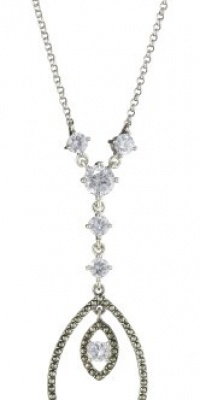 Judith Jack Marcasite and Cubic Zirconia Elongated Drop Y Necklace