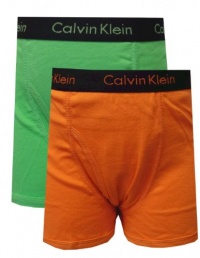 Calvin Klein Boys Orange And Lime Green 2 Pk Boxer Briefs for boys (8/10)