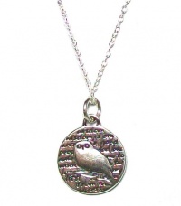 Kevin N Anna Studio Sterling Silver SMALL Pendant Necklace with Etched OWL Celebrates WISDOM