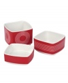 Round out casual meals with stackable Circa dip bowls. Superior durability and rings of white on cherry red fashion your table in the effortless modern style of Salt&Pepper.