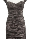 Nicole Miller Clay Metallic Grey Tiered Cocktail Dress 10