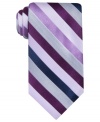 Take a new angle on the workweek dress code with this colorful striped silk tie from Perry Ellis.