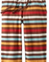 Zutano Boys 2-7 Five Color Stripe Tie Waist Pant, Chocolate/Orange/Aqua/Red, 3T