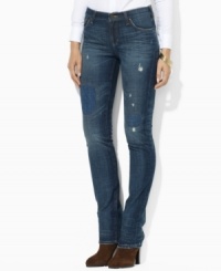 A chic skinny silhouette lends contemporary polish to Lauren Jeans Co.'s classic denim jean, rendered with a hint of stretch for a flattering fit.