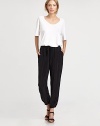 Channel the loungewear-inspired trend in these comfy, city-chic pants in a cropped silhouette. Drawstring waistbandSlash pocketsRise, about 11Inseam, about 26CuproHand washMade in USA of imported fabricModel shown is 5'9 (176cm) wearing US size Small.