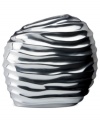 Natural brilliance. A design inspired by the earth's natural ridges but made of high-gloss aluminum gives the Sculpted round vase its modern allure. Handcrafted by Donna Karan Lenox.