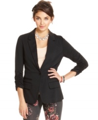 American Rag's three-quarter sleeve ponte-knit blazer seamlessly moves your look from day to night!