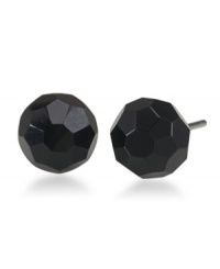 Add bold contrast with jet beads by Carolee. These classic stud earrings feature a faceted jet glass bead (8 mm) set in hematite-plated mixed metal. Surgical steel posts.