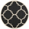 Safavieh CY6243-266 Courtyard Collection Indoor/Outdoor Round Area Rug, 7-Feet 10-Inch, Black and Beige