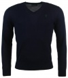 Polo Ralph Lauren Mens Custom Fit Merino Wool V-Neck Sweater - L - Navy