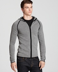 Michael Kors renders this hoodie in warm wool for an innovative sweater design that's easy-going and sporty cool.