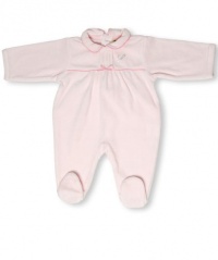 Leveret Velour Footed One Piece Coverall Romper (3-18 Months) (3 Months, Light Pink)