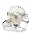 Luminous sterling silver surrounds a delicate faux pearl on this Robert Lee Morris Soho ring, ideal worn as a sculptural statement.