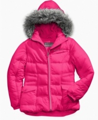 Cute style to complement her look, this puffer coat from Protection Systems puts her in a warm, cozy place.