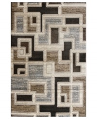 Modern geometry meets distressed striping in the Jamestown area rug from Kenneth Mink. Made in Turkey of durable heat-set polypropylene, this rug boasts unique texture with accents of carved detailing for pure style that endures. (Clearance)