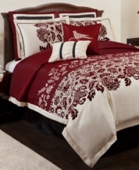 Flower bed. Crafted of luxurious faux-silk with floral flocking and embroidery details, this Estate Garden comforter set offers an opulent presentation for your space.