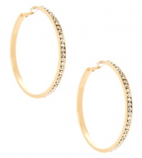 G by GUESS Large Gold Rhinestone Hoop Earrings, GOLD