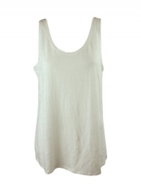 Eileen Fisher womens white U neck long linen sleeveless tank top L