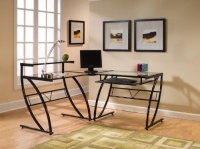 Z-Line Belaire Glass L-Shaped Computer Desk