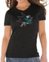 San Jose Sharks Black Women's Primary Logo Tri Blend V Neck T-Shirt- by Alyssa Milano