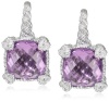 Judith Ripka Linen Purple Small Cushion Stone Earrings