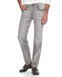 With a flattering straight fit and cool leather-like trim, these Marck Ecko Cut & Sew jeans are far from ordinary.