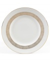 Like fine mesh ribbons, a crisscross of gold bands with platinum accents create this delightfully rustic dinnerware pattern. A beautiful way to bring homespun charm to formal events or exquisite style to every meal.