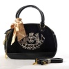 Juicy Couture Embroidery Travel Outdoor Dog Cat Pet Carrier Handbag Tote Purse Black