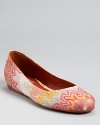 Crafted using the brand's signature fabric, these patterned flats offer vibrant style from iconic label Missoni.