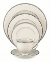 Lenox has been an American tradition for more than a century, combining superior craftsmanship with understated sophistication. Tuxedo Platinum place settings are the classic way to dress your entertaining table, with a hand-applied band of polished platinum surrounding beautifully translucent ivory china.