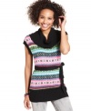 Give your sweater closet a serious color boost with Sweater Project's graphic belted tunic!