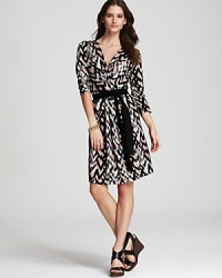 DKNY Printed Faux Wrap Dress