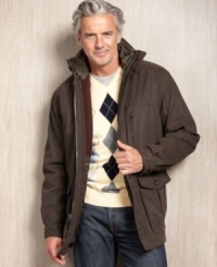 When the weather turns nasty, keep your look refined with this Chester parka from London Fog.