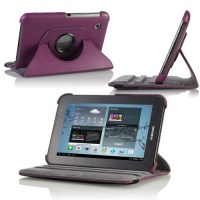 MoKo 360 Degrees Rotating Stand Case for Samsung GALAXY Tab 2 7.0, Purple (with Vertical and Horizontal Stand and Stylus Loop)