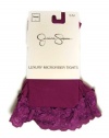 Jessica Simpson Opaque Microfiber Tights with Lace Waistband (S/M, Holyhock Purple)