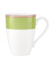 Have more fun at the table with the peppy pink and green bands and sublime durability of this Market Street Green mug by kate spade.