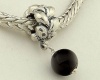 925 Sterling Silver Ring Shape Dangle with Black Bead for Pandora, Biagi, Chamilia, Troll and More Bracelets