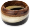 Devon Leigh Tri-Tone Wood Pearl Resin and Black Acrylic Bangle