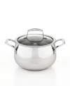 Soup weather? Prep quick, dish it out & clean up easily with this stainless steel dishwasher-safe kitchen essential. With an aluminum encapsulated impact-bonded base, this pot heats up fast & evenly with a bell-shaped body that enhances moisture circulation for tender, flavor-rich results. Limited lifetime warranty.