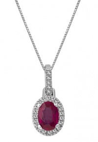 Effy Jewlery 14K White Gold Ruby and Diamond Pendant, .92 TCW