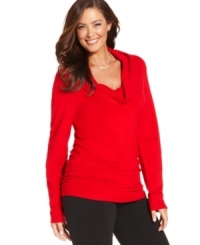 Alfani's plus size cowlneck sweater is a must-have classic for the season-- grab one in every color!