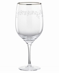 A vision of contemporary elegance from kate spade, this crystal iced beverage glass is shaped by soft, fluid lines and etched stems of leafy foliage. Finished with a polished platinum rim.