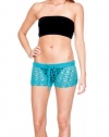 Womens Cute Dana Crochet Short Shorts Swimsuit Cover Up Aqua XSmall