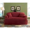 Sure Fit Soft Suede T-Cushion Sofa Slipcover, Smoke Blue